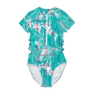 Treasure & Bond Girl Multi Palm Leaf Cutout Rashguard Swimsuit size 12